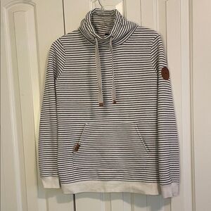 Roxy Black and White Striped Turtleneck Sweatshirt